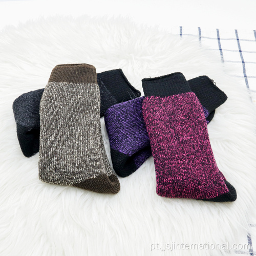 Lã de lã espessada de cor sólida meias quentes